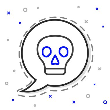 Kafatası çizgi simgesi beyaz arkaplanda izole edildi. Renkli taslak konsepti. Vektör.