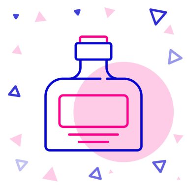 Çizgi viski şişesi simgesi beyaz arkaplanda izole edilmiş. Renkli taslak konsepti. Vektör.