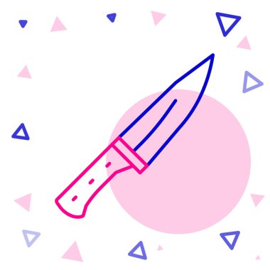 Line Meat helikopter simgesi beyaz arkaplanda izole edildi. Kasap bıçağı. Et için mutfak bıçağı. Kasap bıçağı. Renkli taslak konsepti. Vektör.