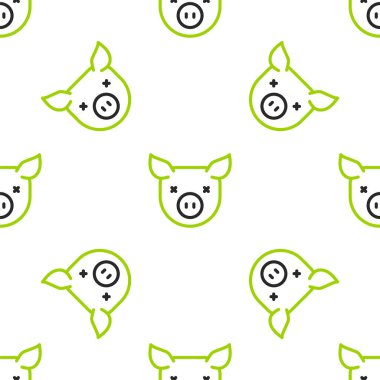 Çizgi Domuz simgesi beyaz arkaplanda izole edilmiş kusursuz desen. Hayvan sembolü. Vektör.