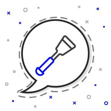 Spatula çizgisi simgesi beyaz arkaplanda izole edildi. Mutfak spatula ikonu. Barbekü spatula işareti. Barbekü ve ızgara aleti. Renkli taslak konsepti. Vektör.