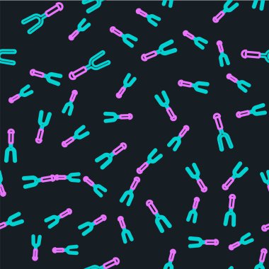Çizgi barbekü çatalı simgesi siyah arkaplanda izole edilmiş. Mangal çatalı tabelası. Barbekü ve ızgara aleti. Vektör.