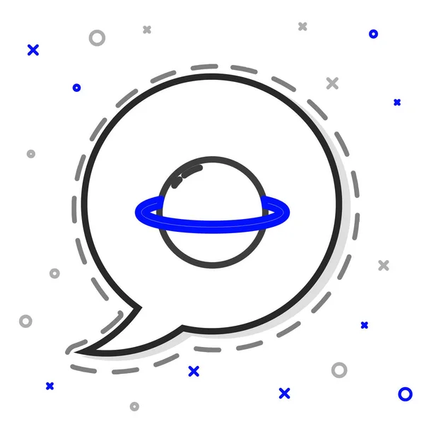Line Planet Saturn Ikonou Planetárního Prstencového Systému Izolované Bílém Pozadí — Stockový vektor