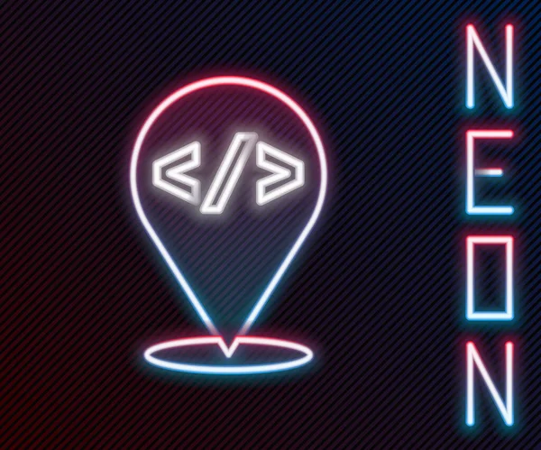 Λαμπερό Neon Line Σχεδιασμός Ιστού Και Εικονίδιο Ανάπτυξης Εμπρόσθιου Άκρου — Διανυσματικό Αρχείο