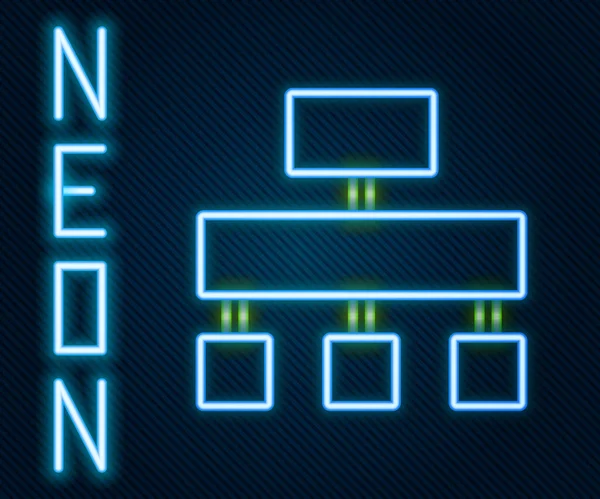 Leuchtende Neon Linie Site Map Symbol Isoliert Auf Schwarzem Hintergrund — Stockvektor