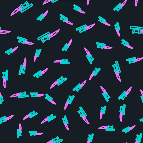 Tüfek simgesinde süngü izi siyah arkaplanda izole edilmiş. Vektör.