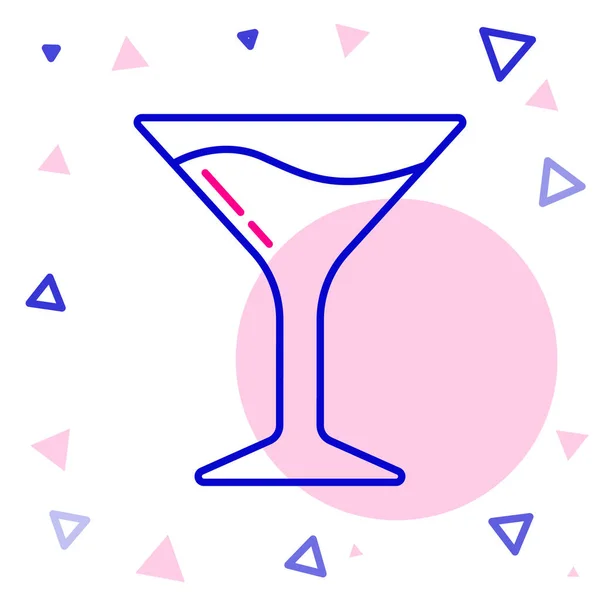 Linje Martini Glasikon Isolerad Vit Bakgrund Cocktailikonen Vinglasikonen Färgstarkt Skisskoncept — Stock vektor
