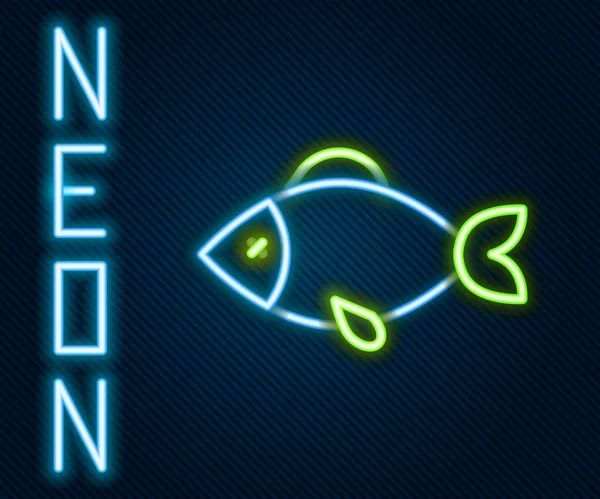 Glowing Neon Line Fish Icon Isolated Black Background Colorful Outline — Stock Vector