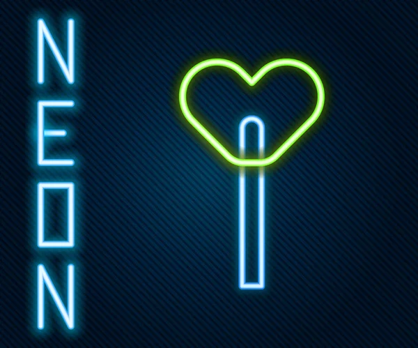 Gloeiende Neon Lijn Lollipop Pictogram Geïsoleerd Zwarte Achtergrond Eten Heerlijk — Stockvector