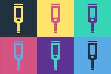 Tıbbi muayene ikonu için Pop Art Dijital Termometresi renk arkaplanında izole edildi. Vektör.