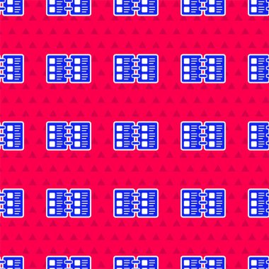 Mavi Restoran Kafe menü simgesi kırmızı arka planda izole edilmiş kusursuz desen. Vektör.