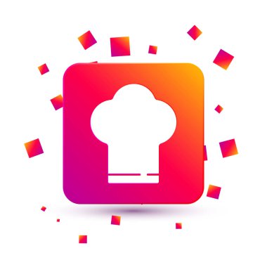 Beyaz Aşçı şapkası simgesi beyaz arkaplanda izole edildi. Aşçılık sembolü. Aşçı şapkası. Kare renk düğmesi. Vektör.