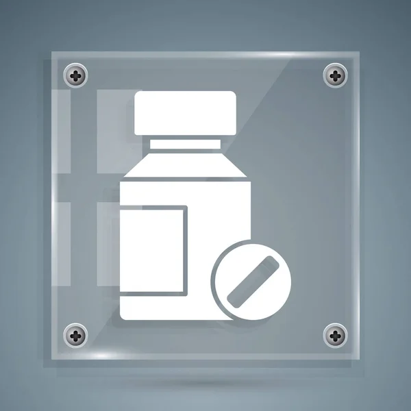 Vit Sedativa Piller Ikon Isolerad Grå Bakgrund Fyrkantiga Glasskivor Vektor — Stock vektor