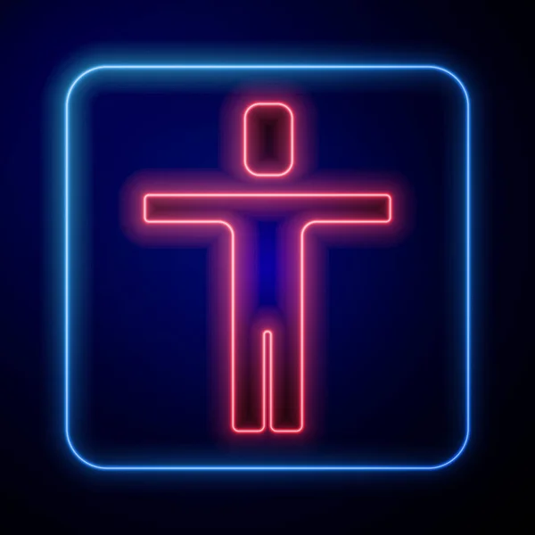 Gloeiende Neon Hoofd Jacht Pictogram Geïsoleerd Blauwe Achtergrond Zakelijk Doelwit — Stockvector