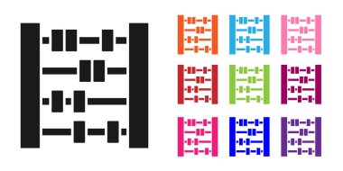 Siyah Abaküs simgesi beyaz arkaplanda izole edildi. Geleneksel sayım çerçevesi. Eğitim işareti. Matematik okulu. Simgeleri renklendirin. Vektör.