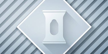 Kağıt kesiği ıslak mendil simgesi gri arkaplanda izole edildi. Kağıt sanatı tarzı. Vektör.