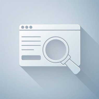 Kağıt kesiği UI veya UX tasarım simgesi gri arkaplanda izole edildi. Kağıt sanatı tarzı. Vektör.