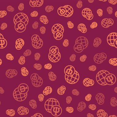 Kahverengi çizgi psikoloji ikonu kırmızı arkaplanda kusursuz desen izole etti. Psi sembolü. Akıl sağlığı konsepti, psikanaliz analizi ve psikoterapi. Vektör.