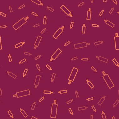 Kahverengi çizgi dinamit bomba çubuğu ikonu kırmızı arka planda izole edilmiş pürüzsüz kalıp. Saatli bomba - patlama tehlikesi kavramı. Vektör.