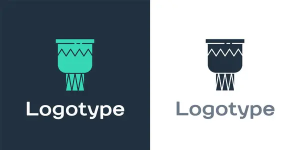 Logotype Drum Icoon Geïsoleerd Witte Achtergrond Muziekbord Muziekinstrument Symbool Logo — Stockvector