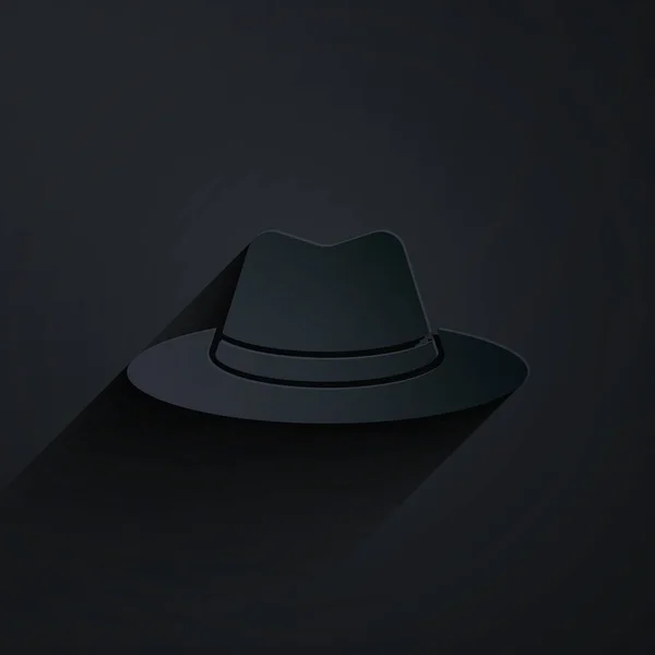 Иконка Ковбойской Шляпы Вырезана Бумагой Черном Фоне Бумажный Стиль Вектор — стоковый вектор
