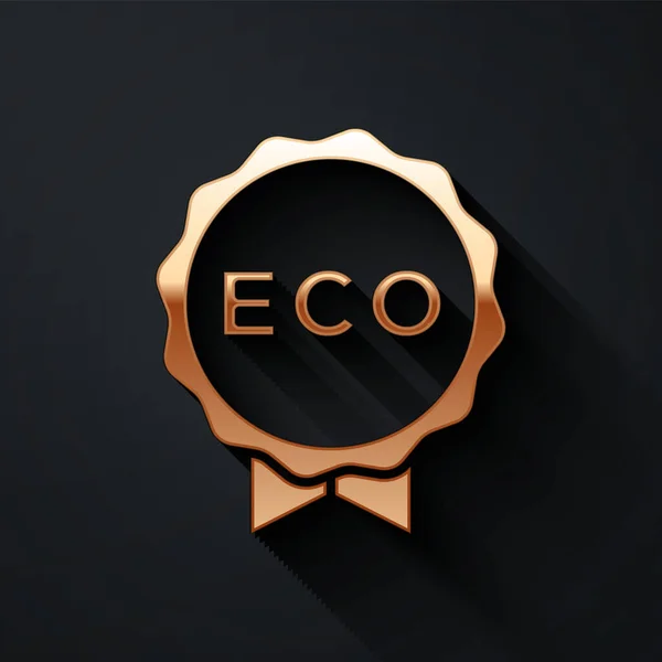 Bandeira Dourada Etiqueta Etiqueta Logotipo Para Eco Verde Ícone Comida —  Vetores de Stock