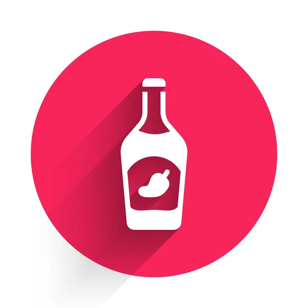 Λευκό Εικονίδιο Μπουκάλι Κέτσαπ Απομονώνονται Μεγάλη Σκιά Σήμα Καυτερής Πιπεριάς — Διανυσματικό Αρχείο