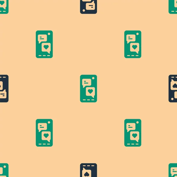 Smartphone Verde Negro Con Burbuja Voz Emoji Corazón Obtener Mensaje — Vector de stock