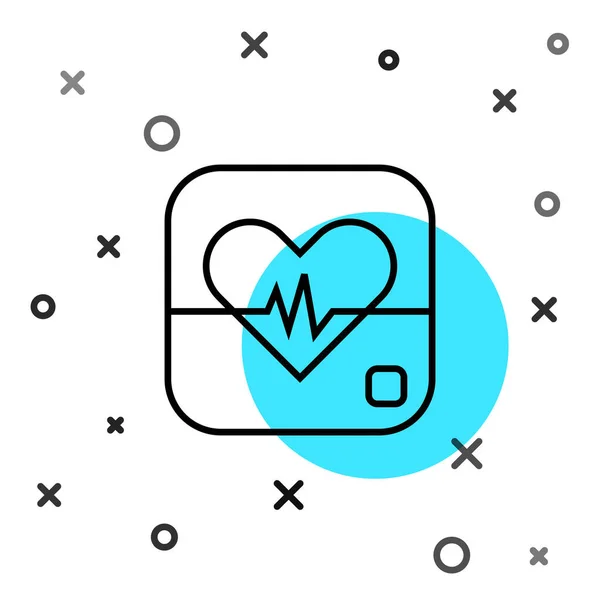 Black Line Heart Rate Icon Isolated White Background Heartbeat Sign — Stock Vector