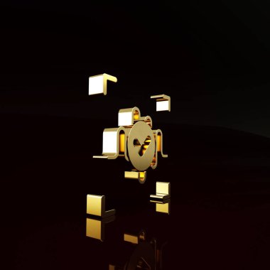 Kahverengi arkaplanda Altın Ses tanımlama simgesi izole edildi. Kimlik tanıma için ses biyometrik kimlik doğrulaması. Siber güvenlik. Minimalizm kavramı. 3d illüstrasyon 3B canlandırma.