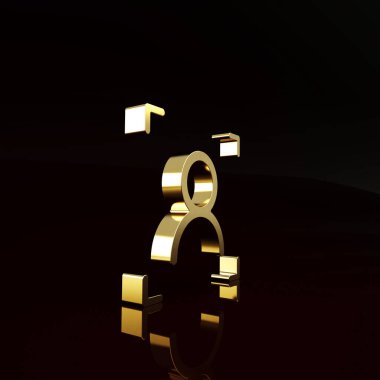 Kahverengi arkaplanda Altın Yüz tanımlama simgesi izole edildi. Yüz tanımlama simgesi. Yüz tanıma. Siber güvenlik kavramı. Minimalizm kavramı. 3d illüstrasyon 3B canlandırma.