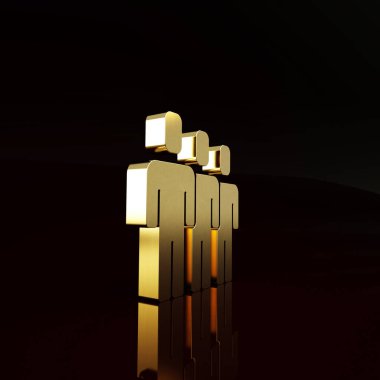 Altın Kullanıcılar grubu simgesi kahverengi arkaplanda izole edildi. Bir grup insan ikonu. İş simgesi - kullanıcı profili simgesi. Minimalizm kavramı. 3d illüstrasyon 3B canlandırma.
