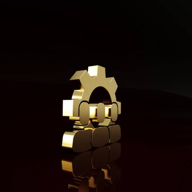 Altın Proje ekibi taban simgesi kahverengi arka planda izole edildi. İş analizi ve planlama, danışmanlık, takım çalışması, proje yönetimi. Minimalizm kavramı. 3d illüstrasyon 3B canlandırma.