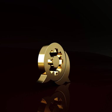 Kahverengi arkaplanda Altın Konuşma balonu sohbet simgesi izole edildi. İleti simgesi. İletişim ya da yorum sohbet sembolü. Minimalizm kavramı. 3d illüstrasyon 3B canlandırma.
