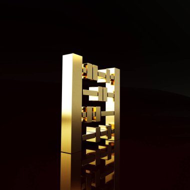 Altın Abaküs simgesi kahverengi arkaplanda izole edildi. Geleneksel sayım çerçevesi. Eğitim işareti. Matematik okulu. Minimalizm kavramı. 3d illüstrasyon 3B canlandırma.