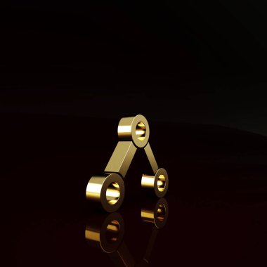 Kahverengi arka planda izole edilmiş altın molekül simgesi. Kimya moleküllerinin yapısı, fen öğretmenlerinin yenilikçi eğitim posteri. Minimalizm kavramı. 3d illüstrasyon 3B canlandırma.