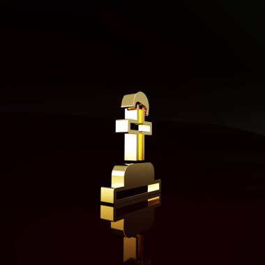 Kahverengi arka planda izole edilmiş Altın Asker mezar ikonu. Bilinmeyen askerin mezarı. Minimalizm kavramı. 3d illüstrasyon 3B canlandırma.