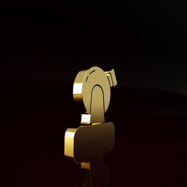 Altın Astronomik Gözlemevi ikonu kahverengi arka planda izole edilmiş. Teleskoplu bir gözlemevi. Bilimsel kurum. Minimalizm kavramı. 3d illüstrasyon 3B canlandırma.