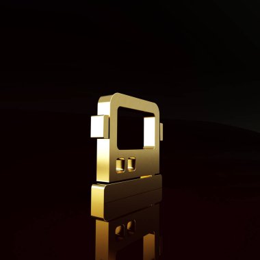 Kahverengi arka planda izole edilmiş altın astronot başlığı simgesi. Minimalizm kavramı. 3d illüstrasyon 3B canlandırma.