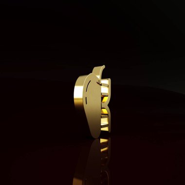 Kahverengi arka planda izole edilmiş, genetik olarak modifiye edilmiş elma ikonu. GDO meyvesi. Minimalizm kavramı. 3d illüstrasyon 3B canlandırma.