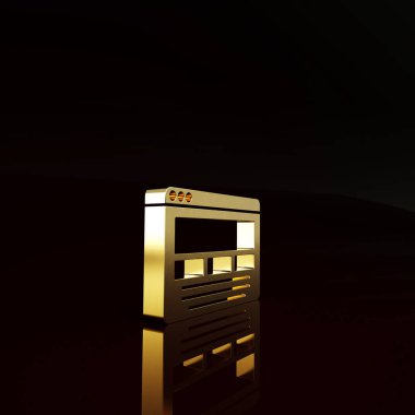 Kahverengi arka planda izole edilmiş altın UI veya UX tasarım simgesi. Minimalizm kavramı. 3d illüstrasyon 3B canlandırma.