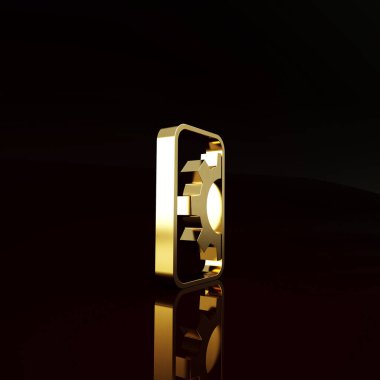 Altın Yazılım, Web Geliştirme, programlama konsepti simgesi kahverengi arka planda izole. Mobil ekranda programlama dili ve program kodu. Minimalizm kavramı. 3d illüstrasyon 3B canlandırma.