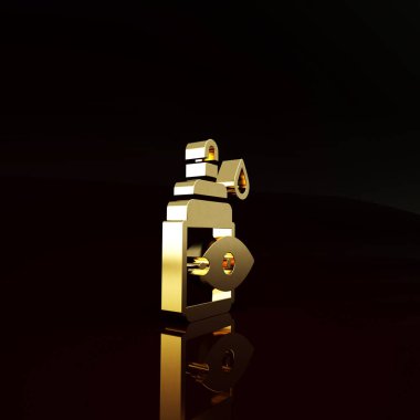 Altın Göz şişesi simgesi kahverengi arka planda izole edildi. Minimalizm kavramı. 3d illüstrasyon 3B canlandırma.