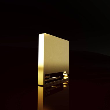 Gold Ciğerleri X-ray teşhis simgesi kahverengi arka planda izole edildi. Ciğerlerin ekran görüntüsü. Minimalizm kavramı. 3d illüstrasyon 3B canlandırma.