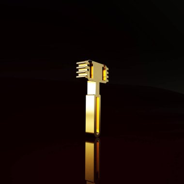 Altın Mutfak çekiç simgesi kahverengi arka planda izole edilmiş. Et çekici. Minimalizm kavramı. 3d illüstrasyon 3B canlandırma.