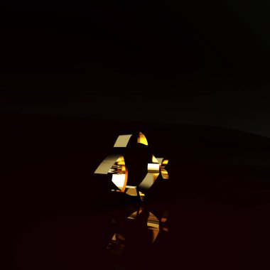 Kahverengi arka planda izole edilmiş Altın Balık simgesi. Minimalizm kavramı. 3d illüstrasyon 3B canlandırma.