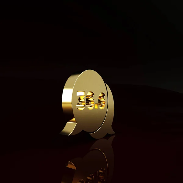 Altın Tıbbi Termometre Kahverengi Arka Planda Izole Edilmiş Normal Sıcaklık — Stok fotoğraf