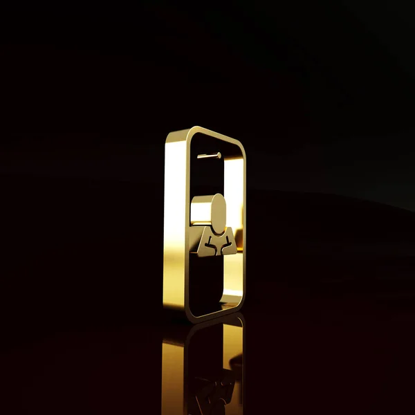 Gold Çevrimiçi Psikolojik Danışmanlık Mesafesi Simgesi Kahverengi Arka Planda Izole — Stok fotoğraf
