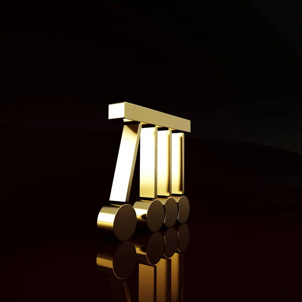 Gold Pendulum Icoon Geïsoleerd Bruine Achtergrond Newtons Wieg Minimalisme Concept — Stockfoto