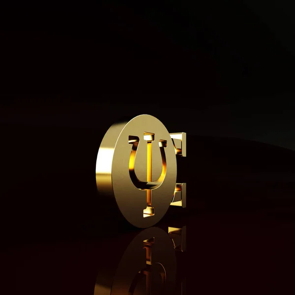 Icône Gold Psychology Isolée Sur Fond Brun Symbole Psi Concept — Photo
